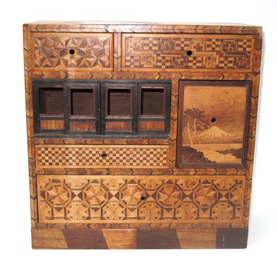 Lot 1334 - Oriental Japanese Early XX Century Marquetry...