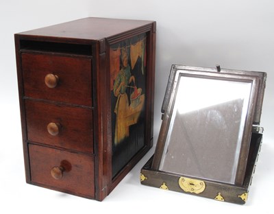 Lot 1437 - Brass Bound Folding Travelling Mirror 33 x...