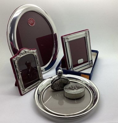 Lot 2 - A Pewter Mounted Oval Photograph Frame, on...