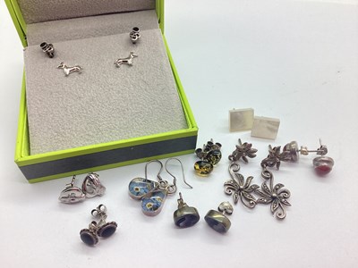 Lot 156 - A Small Collection of "925" Earrings,...