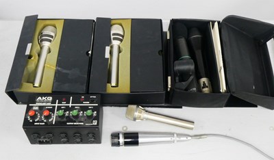 Lot 350 - Microphones, two Technics RP-3550E, two x AKG...