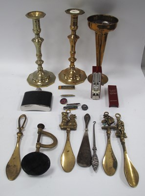 Lot 1379 - Silver Handled Shoe Horn and Button Hook,...
