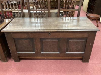 Lot 1570 - Late XVII Joined Oak Coffer, with three...