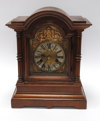 Lot 1344 - Late XIX Century German Walnut Mantel Clock...