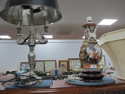 Lot 1148 - Imari Pattern Table Lamp Mounted on a Mahogany...