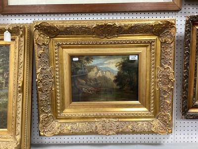Lot 1473 - XIX Century Oil on Board in a Later Gilt Frame...