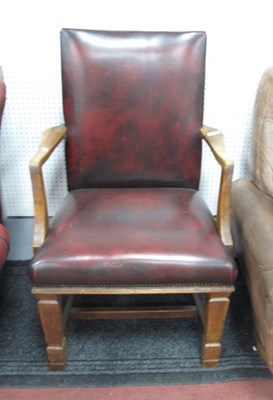 Lot 1494 - 1920s Oak Formed Carver Chair reupholstered in...