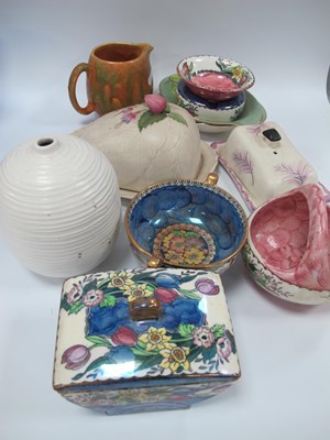 Lot 1165 - Mailing Lustre Pottery Lidded Bowl, basket,...