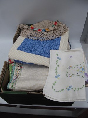 Lot 1455 - Blue and White Pattered Patchwork Quilt Circa...