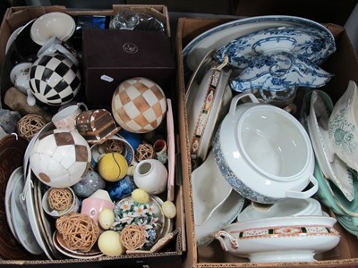 Lot 1080 - Three Tureens, French sauce boats, other...