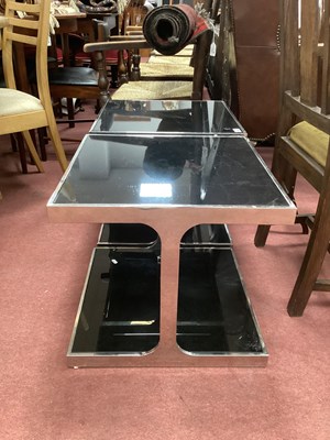 Lot 1563 - A Pair of Lexus Lamp Tables, with black glass...