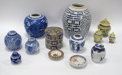 Lot 1330 - Ginger Jars, lidded jars, some 'Made in China',...
