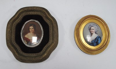 Lot 1395 - Oval Miniature on Porcelain of Society Lady...