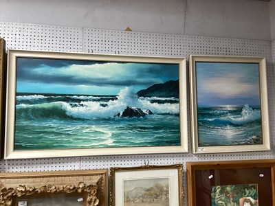Lot 1467 - 1970s School, Seascape with Rocks in...