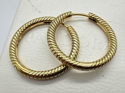 Lot 143 - Pandora; Moments Charm Hoop Earrings, of...