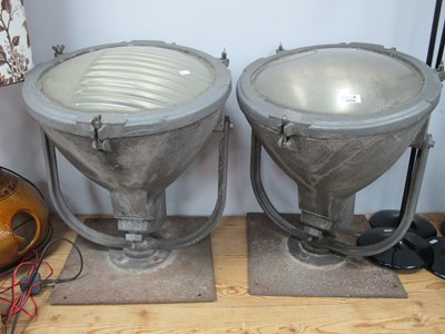 Lot 1155 - Two Vintage Industrial Spotlights of Conical...