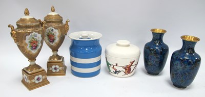 Lot 1207 - Pair of Blue Cloisonne Champleve Enamel and...