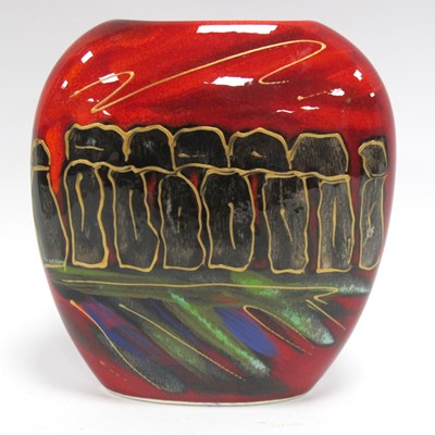 Lot 1174 - Anita Harris 'Stonehenge' Purse Vase, gold...