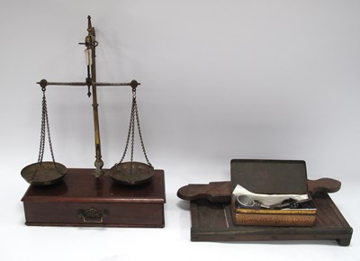 Lot 1389 - XIX Century Brass Apothecary Scales (Stevenson-...