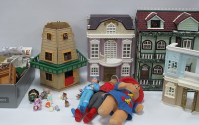 Lot 1354 - Dolls House with Contents, 35cm wide, two...