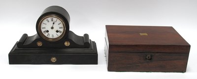 Lot 1340 - Late XIX Century Slate and marble Cased 8 Day...