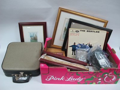 Lot 1033 - Postcards, tools, typewriter, pictures,...