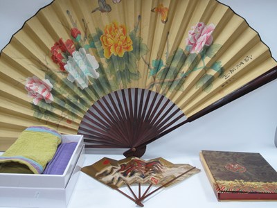 Lot 1406 - Late XX Century Oriental Large Painted Fan,...