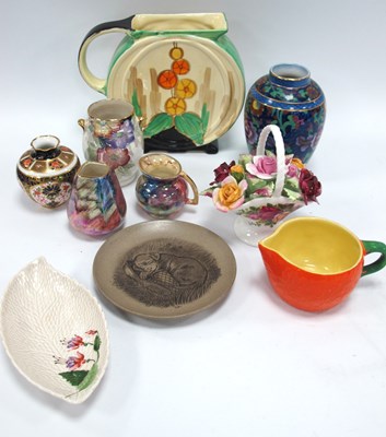 Lot 1214 - Myott Art Deco Jug Vase, 'Old Country Roses'...