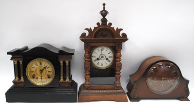 Lot 1443 - Sessions wooden mantle clock in the black...