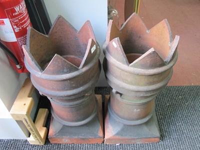 Lot 1145 - Pair of Terracotta Crown Top Chimney Pots,...
