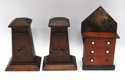 Lot 1393 - Pair of Early XX Century Pine Money Boxes,...