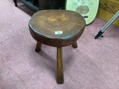 Lot 1568 - Softwood Stool with Naturalistic Top, on three...