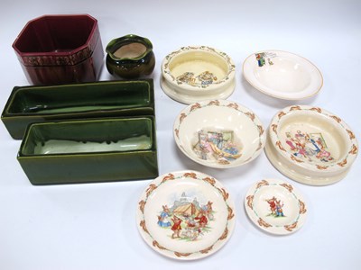 Lot 1172 - Bretby Green Glaze Posy, 26cm wide, another...