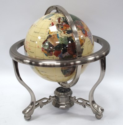 Lot 1420 - Mineral Terrestrial Globe in Metal Stand, 33cm...