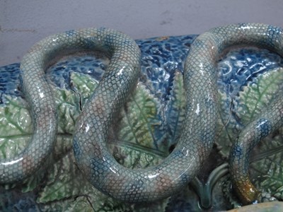 Lot 1085 - A Late XIX Century Palissy Style Pottery Oval...