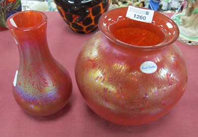 Lot 1260 - A Royal Brierley Orange Lustre Gass Vase 16cm...