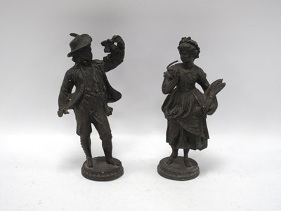 Lot 1458 - A Pair of Cast Metal Figures of Farmers, the...