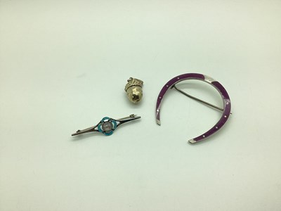 Lot 153 - A Large Enamel Horseshoe Brooch, highlighted...