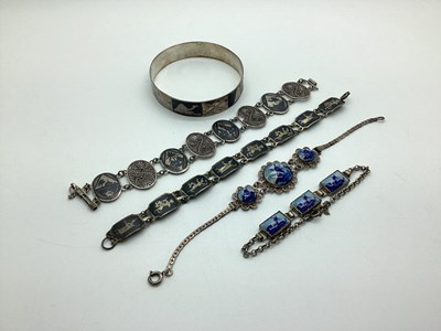 Lot 181 - Middle Eastern Panel Bracelet, Delft ceramic...