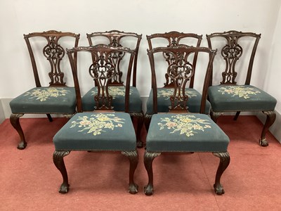 Lot 1599 - A Set of Six Chippendale Revival Mahogany...