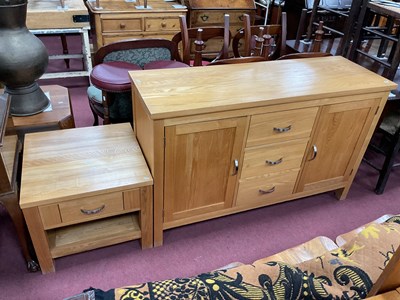 Lot 1606 - Ash Sideboard, with three central drawers,...