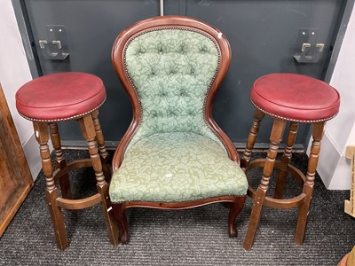 Lot 1605 - A Pair of Bar Stools, together with a XIX...