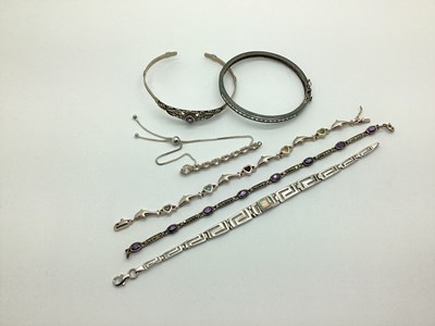 Lot 183 - Hallmarked Silver and "925" Bracelets and...