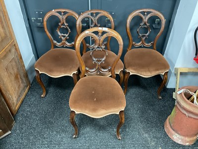 Lot 1564 - Set of Four Late XIX Century Walnut Balloon...