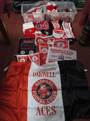 Lot 387 - Barnsley Scarves, hats, pennants, flags, etc:-...
