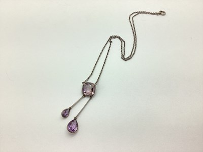 Lot 201 - A Vintage Amethyst Negligee Pendant, on fine...