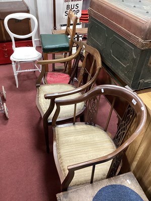 Lot 1591 - Two Edwardian Mahogany Elbow Chairs. (2)
