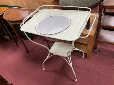 Lot 1595 - Painted Cast Metal Washstand, with a 3/4...