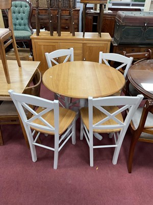 Lot 1621 - Painted Drop Leaf Pedestal Table, together...