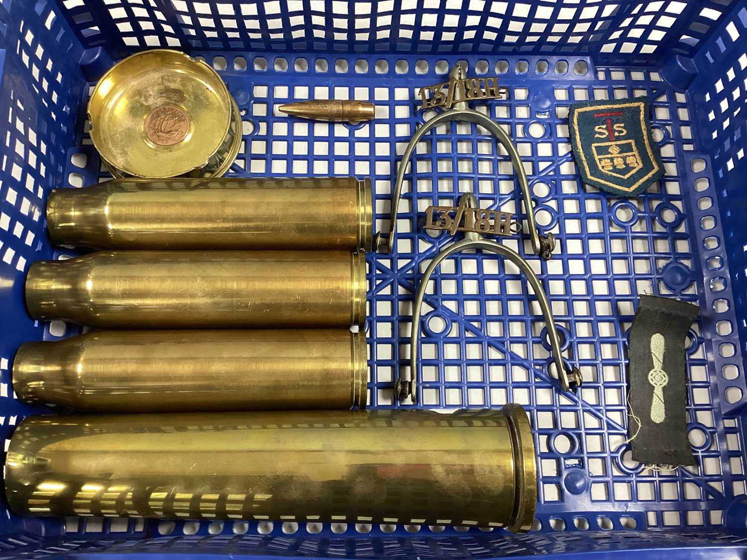 Lot 754 - 40mm Cartridge Case, three 30mm cartridge...